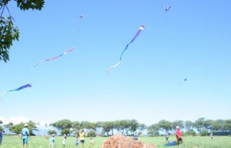 Families fly kites during Chinese Kite Festival at Ka'anapali North Beach
