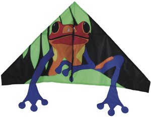 Online retailer KitesRus.com recommends several styles of kites for beginniners: delta kites (frog, above); the Easy Flyer (butterfly, below right); and the five-sized Penta (cow, below left).