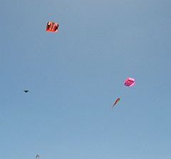 Some festival kites flying at near 400 feet altitude