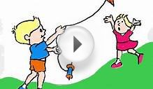 How to Draw kids flying a kite on a computer
